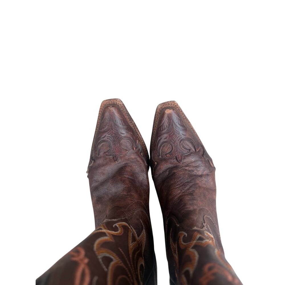 Tony Lama VF6005 Women's Clay Santa Fe Leather Cowboy Boots Size 7 B Snip Toe - Picture 11 of 12